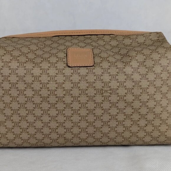Celine Macadam Vintage Clutch Bag Beige Pouch Made in Italy - Picture 1 of 16